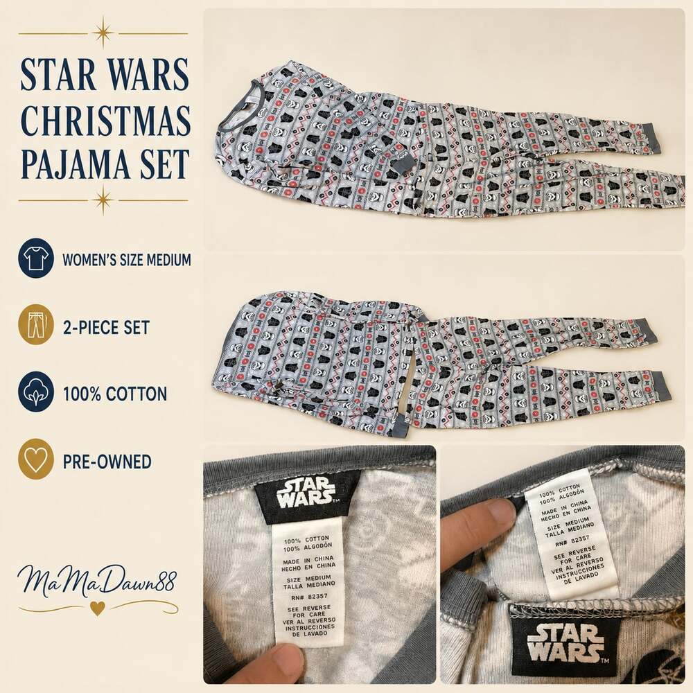 Star Wars Christmas Pajama Set Darth Vader Stormtrooper Women's Size Medium 2-Pi